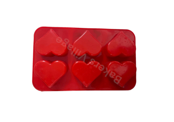 Heart shaped 6 cavity silicone mould