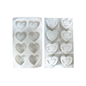 8 Cavity Double Heart with Key Hole Muffin Moulds