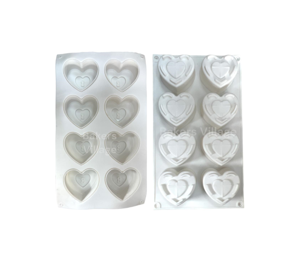 8 Cavity Double Heart with Key Hole Muffin Moulds