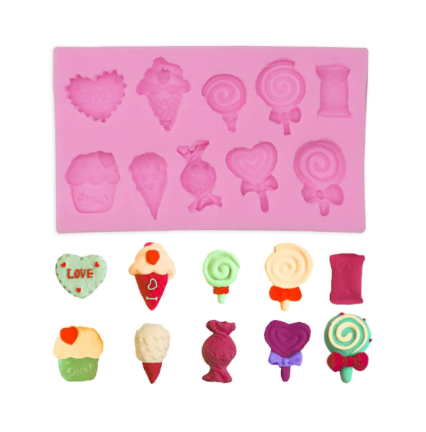 Ice crea, m candy, lollipop fondant mould